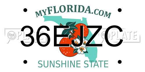 36EJZC Florida License Plate
