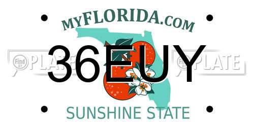 36EUY Florida License Plate