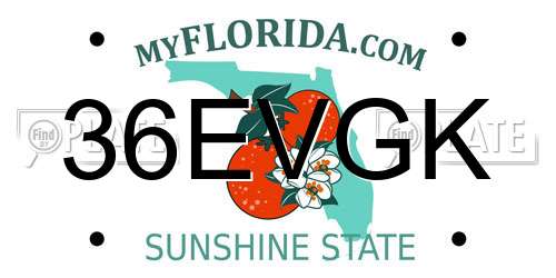 36EVGK Florida License Plate