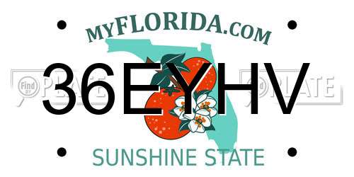36EYHV Florida License Plate