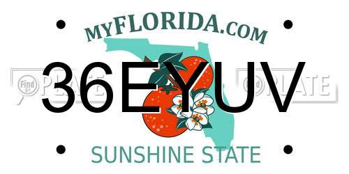 36EYUV Florida License Plate