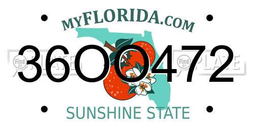 36OO472 Florida License Plate