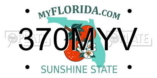 370MYV Florida License Plate