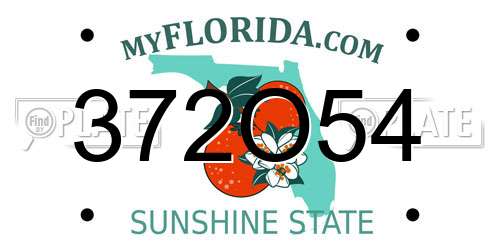 372O54 Florida License Plate