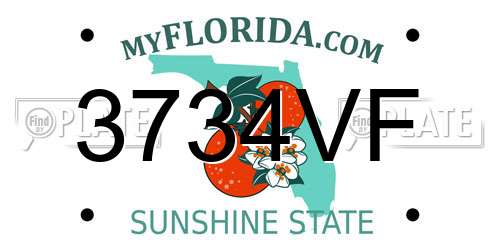3734VF Florida License Plate