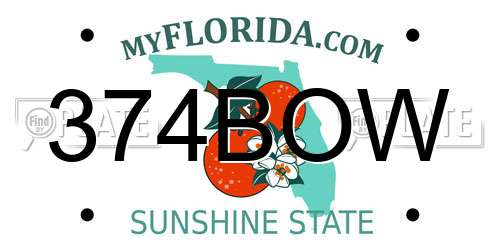 374BOW Florida License Plate