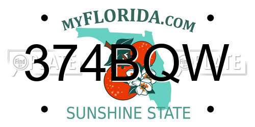 374BQW Florida License Plate