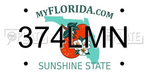 374LMN Florida License Plate