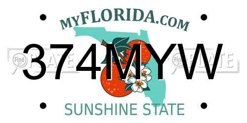 374MYW Florida License Plate