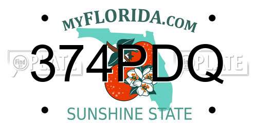 374PDQ Florida License Plate