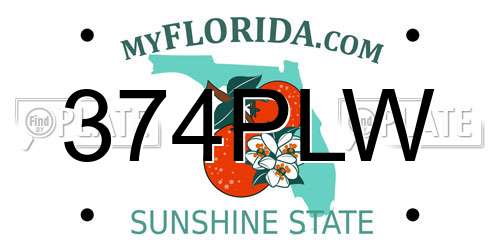 374PLW Florida License Plate