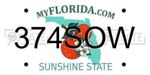 374SOW Florida License Plate