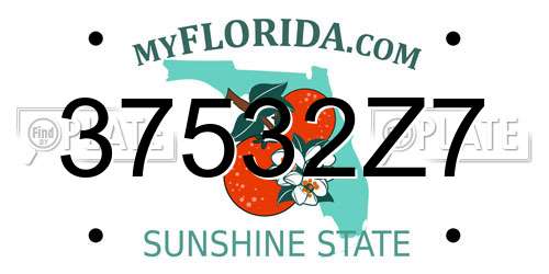 37532Z7 Florida License Plate