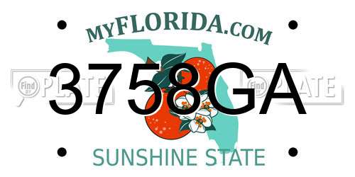 3758GA Florida License Plate