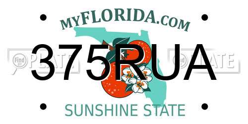 375RUA Florida License Plate