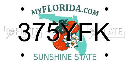 375YFK Florida License Plate