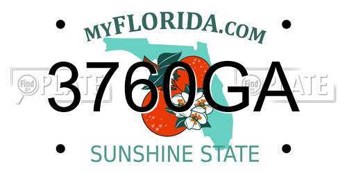 3760GA Florida License Plate