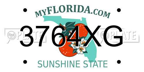 3764XG Florida License Plate