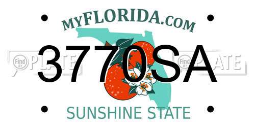 3770SA Florida License Plate