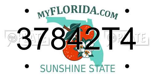 37842T4 Florida License Plate
