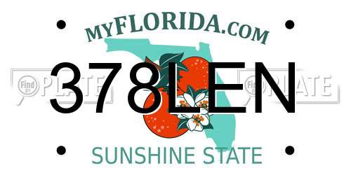 378LEN Florida License Plate