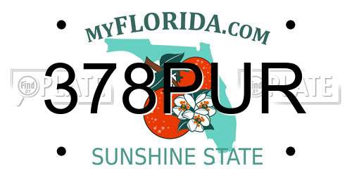 378PUR Florida License Plate