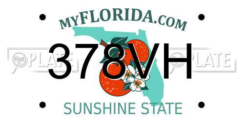 378VH Florida License Plate