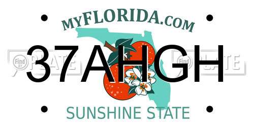 37AHGH Florida License Plate