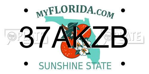 37AKZB Florida License Plate