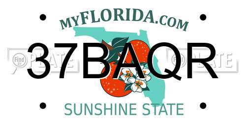 37BAQR Florida License Plate