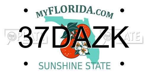 37DAZK Florida License Plate