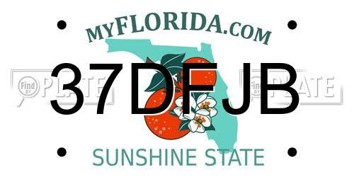 37DFJB Florida License Plate