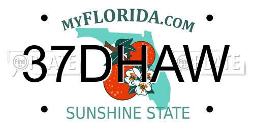 37DHAW Florida License Plate