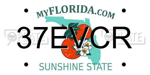 37EVCR Florida License Plate