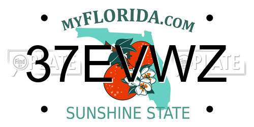37EVWZ Florida License Plate