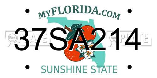 37SA214 Florida License Plate
