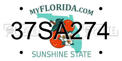37SA274 Florida License Plate