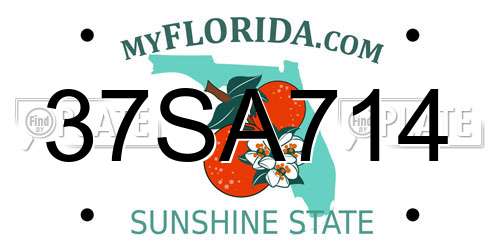 37SA714 Florida License Plate