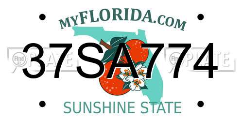 37SA774 Florida License Plate