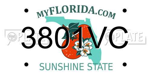 3801VC Florida License Plate