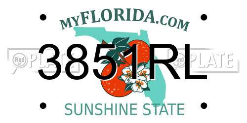 3851RL Florida License Plate