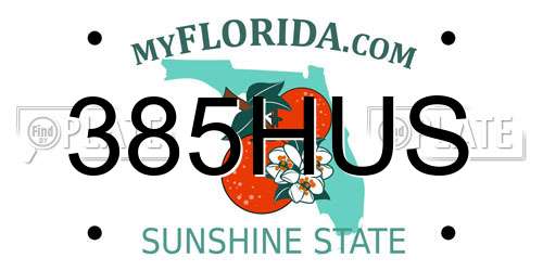 385HUS Florida License Plate