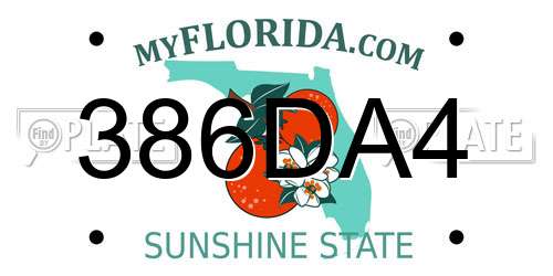 386DA4 Florida License Plate