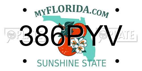 386PYV Florida License Plate
