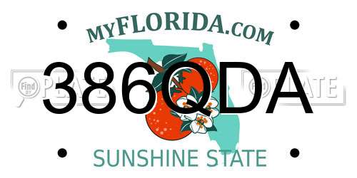 386QDA Florida License Plate