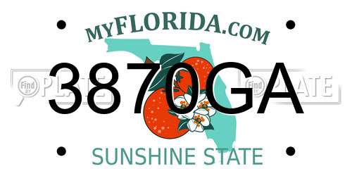 3870GA Florida License Plate