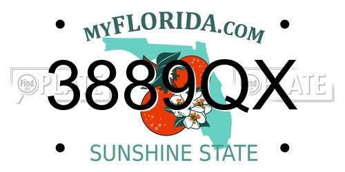 3889QX Florida License Plate