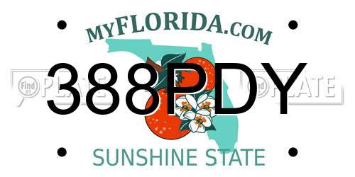 388PDY Florida License Plate