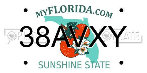 38AVXY Florida License Plate