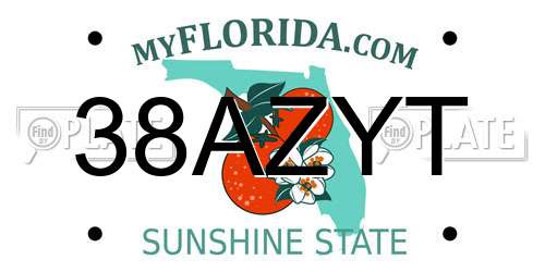 38AZYT Florida License Plate